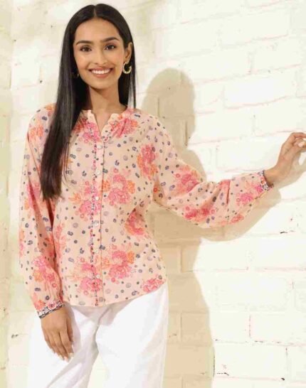 Natural Cotton Hand Block Printed Top